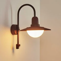 Applique Murale D'Exterieur Pohei Rouille, 1 Lumiere, Detecteur De Mouvement