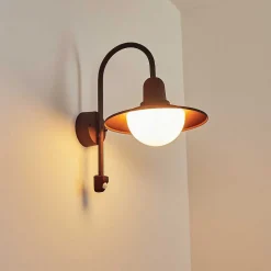 Applique Murale D'Exterieur Pohei Rouille, 1 Lumiere, Detecteur De Mouvement