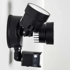 Applique Murale D'Exterieur Emmerlev Led Noir, 2 Lumieres, Detecteur De Mouvement