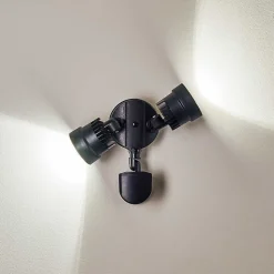 Applique Murale D'Exterieur Emmerlev Led Noir, 2 Lumieres, Detecteur De Mouvement