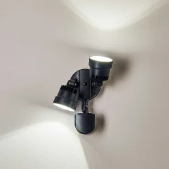 Applique Murale D'Exterieur Emmerlev Led Noir, 2 Lumieres, Detecteur De Mouvement