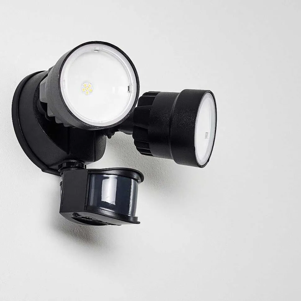 Applique Murale D'Exterieur Emmerlev Led Noir, 2 Lumieres, Detecteur De Mouvement
