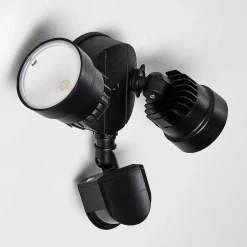 Applique Murale D'Exterieur Emmerlev Led Noir, 2 Lumieres, Detecteur De Mouvement