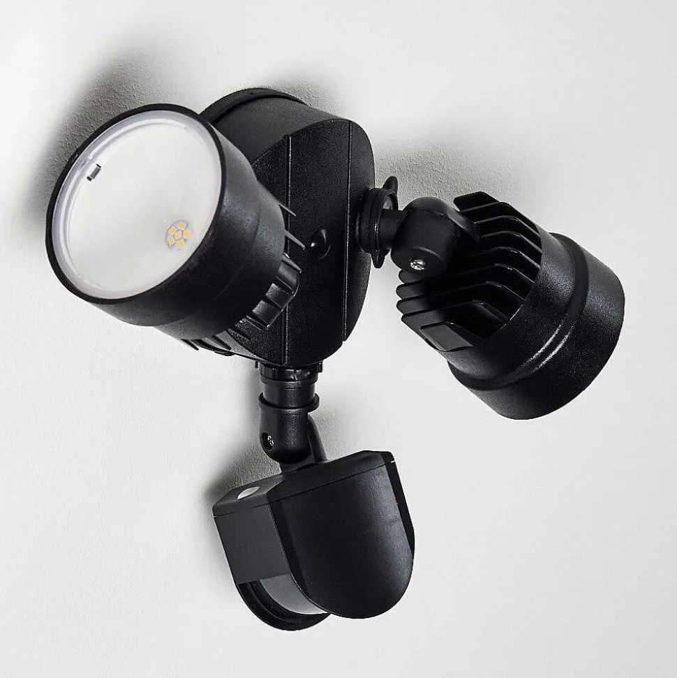 Applique Murale D'Exterieur Emmerlev Led Noir, 2 Lumieres, Detecteur De Mouvement