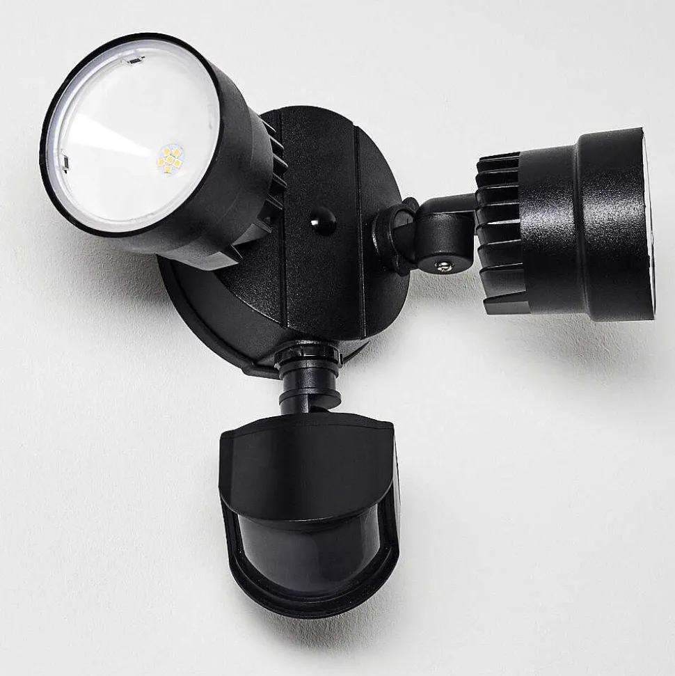 Applique Murale D'Exterieur Emmerlev Led Noir, 2 Lumieres, Detecteur De Mouvement