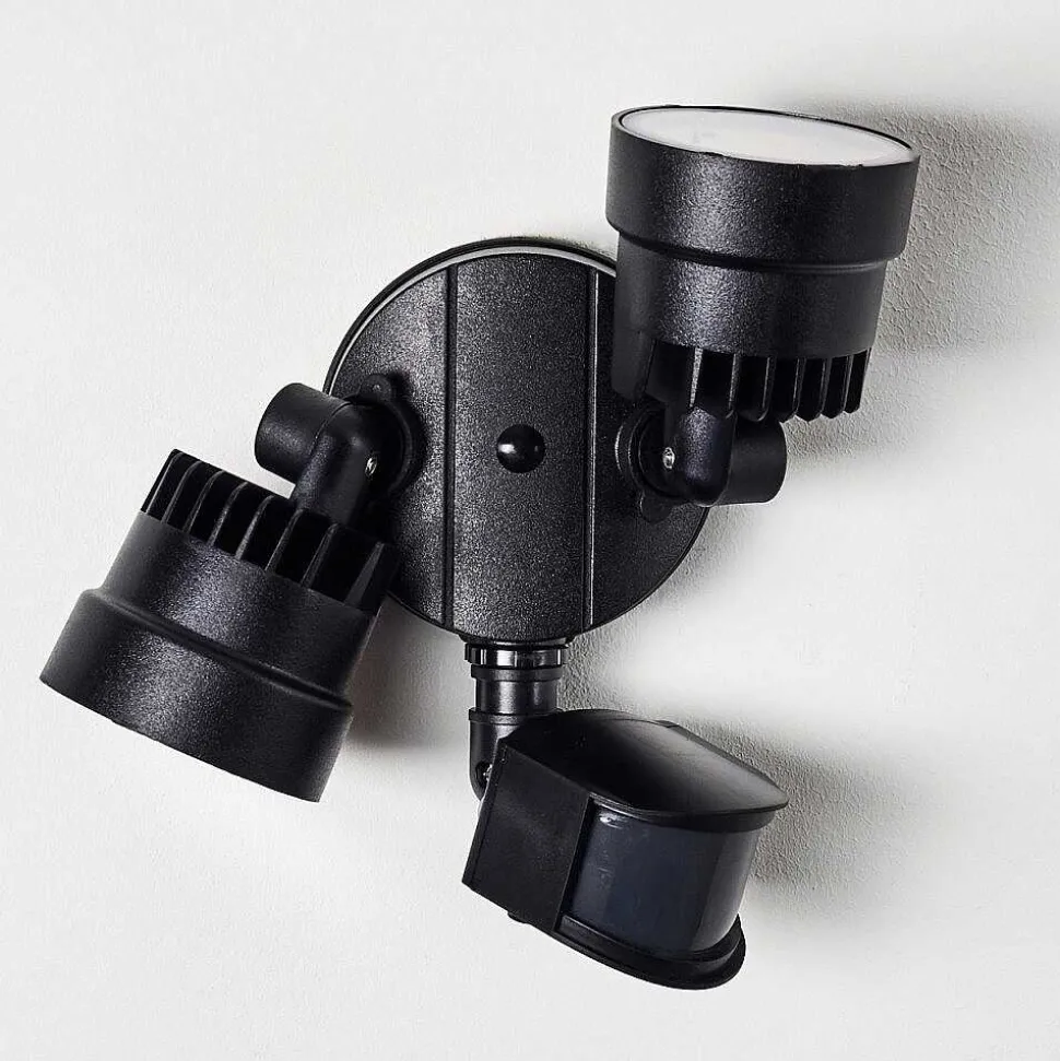 Applique Murale D'Exterieur Emmerlev Led Noir, 2 Lumieres, Detecteur De Mouvement