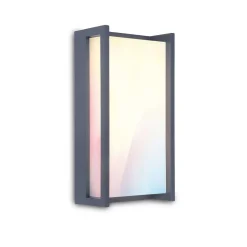 Applique Murale D'Exterieur Lutec Qubo Led Anthracite, 1 Lumiere, Changeur De Couleurs