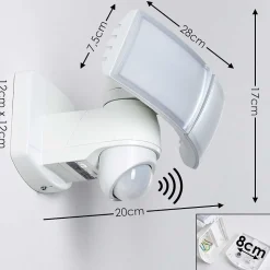 Applique Murale D'Exterieur Foroyar Led Blanc, 2 Lumieres, Detecteur De Mouvement