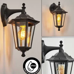 Applique Murale D'Exterieur Loria Noir, 1 Lumiere