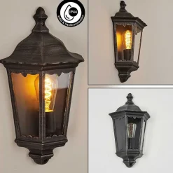 Applique Murale D'Exterieur Hongkong Noir, Argente, 1 Lumiere