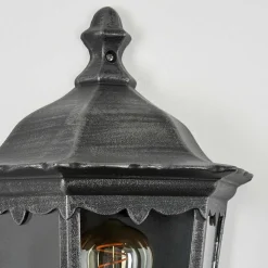 Applique Murale D'Exterieur Hongkong Noir, Argente, 1 Lumiere