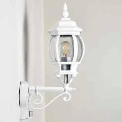 Applique Murale D'Exterieur Lentua Blanc, 1 Lumiere, Detecteur De Mouvement