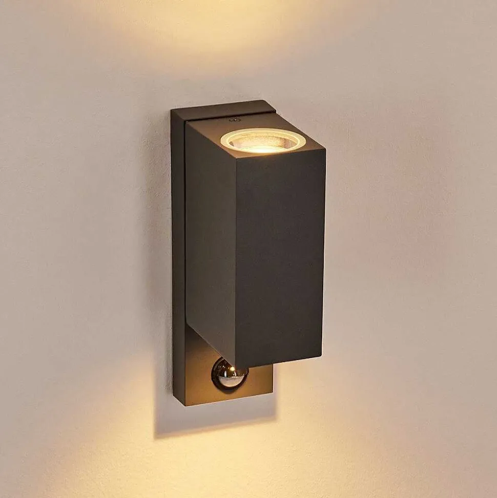 Applique Murale D'Exterieur Kingstown Anthracite, Transparent, 2 Lumieres, Detecteur De Mouvement