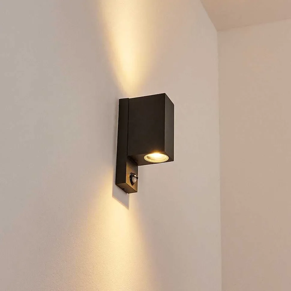 Applique Murale D'Exterieur Kingstown Anthracite, Transparent, 2 Lumieres, Detecteur De Mouvement