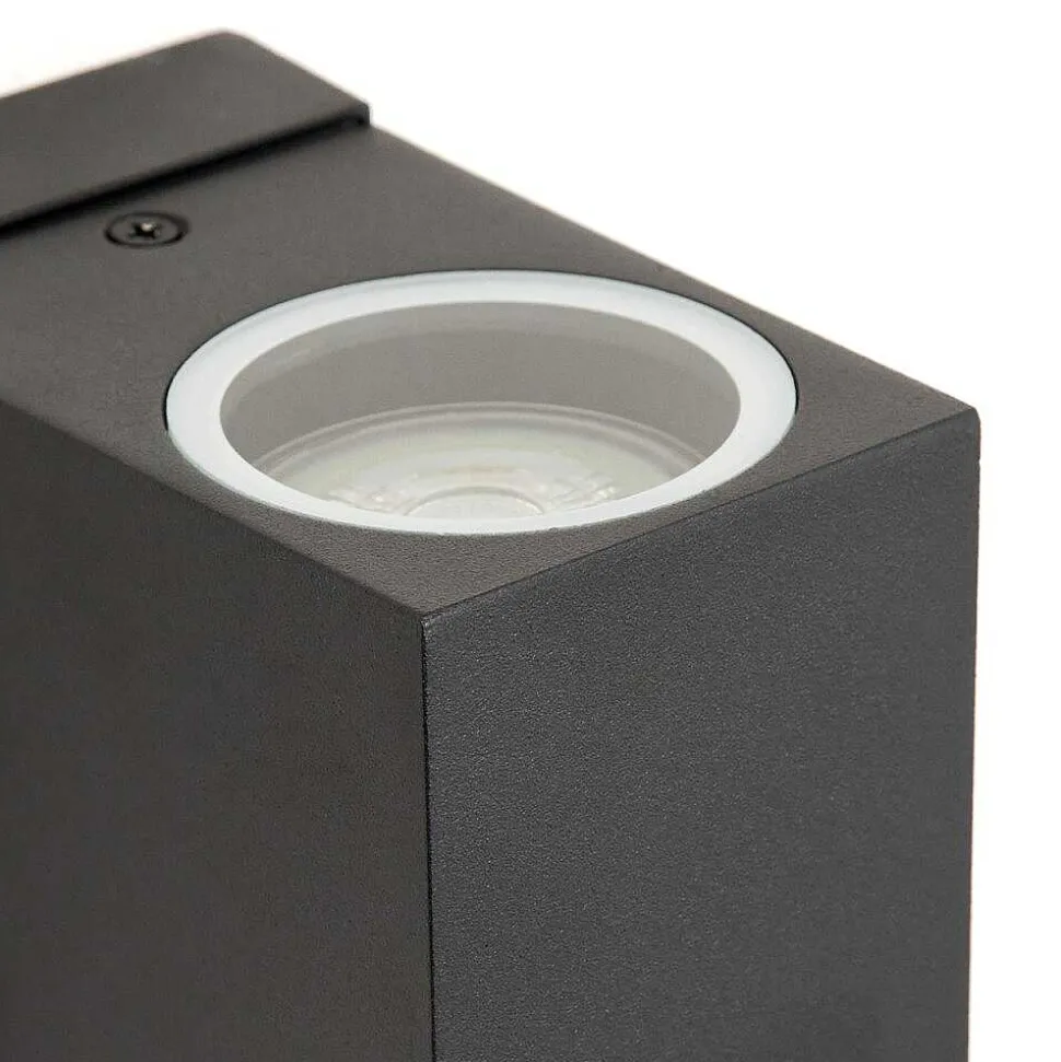 Applique Murale D'Exterieur Kingstown Anthracite, Transparent, 2 Lumieres, Detecteur De Mouvement