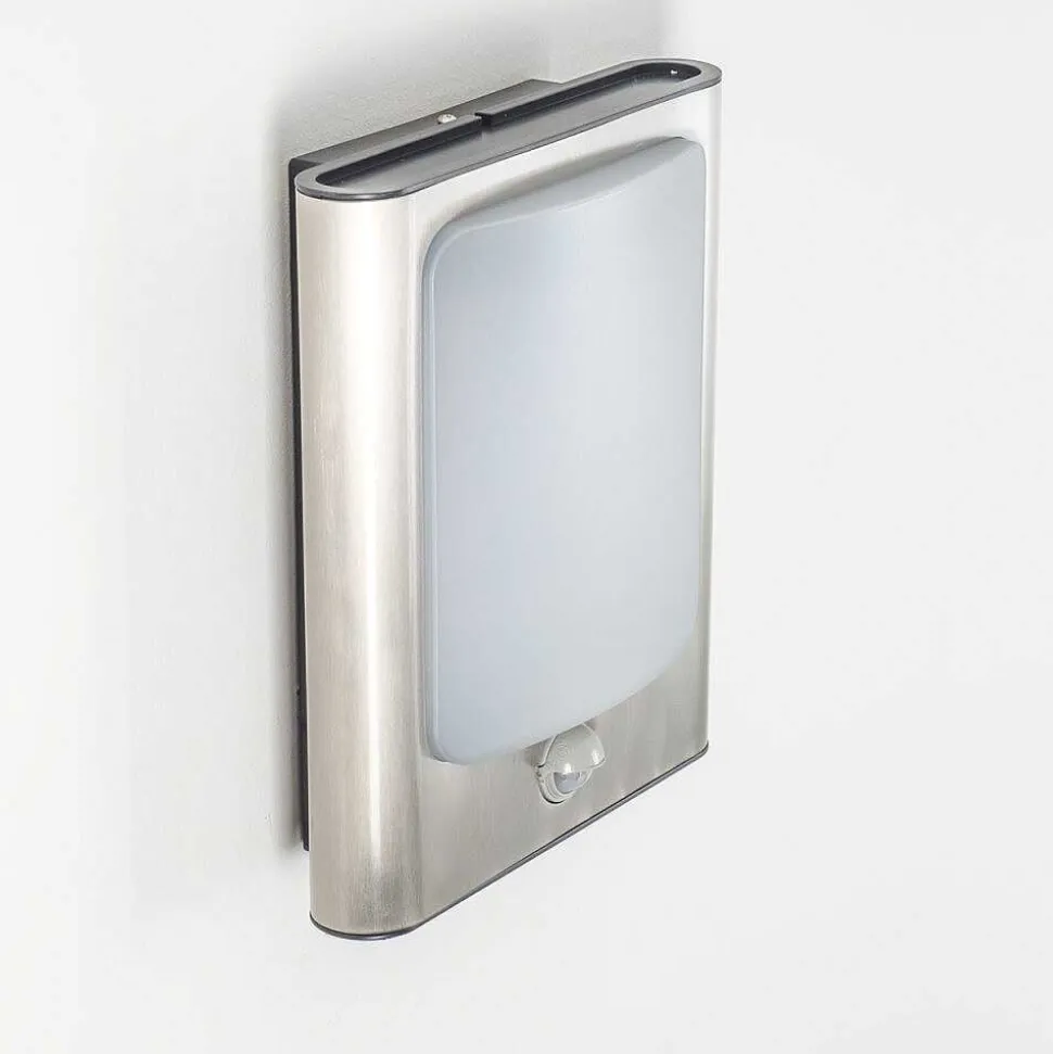 Applique Murale D'Exterieur Kimola Led Nickel Mat, 1 Lumiere, Detecteur De Mouvement