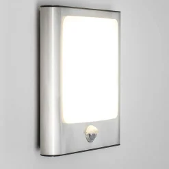 Applique Murale D'Exterieur Kimola Led Nickel Mat, 1 Lumiere, Detecteur De Mouvement