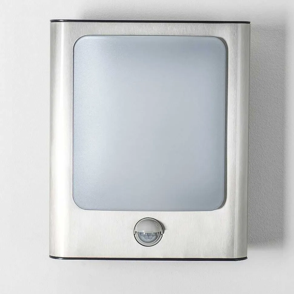 Applique Murale D'Exterieur Kimola Led Nickel Mat, 1 Lumiere, Detecteur De Mouvement