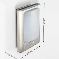 Applique Murale D'Exterieur Kimola Led Nickel Mat, 1 Lumiere, Detecteur De Mouvement