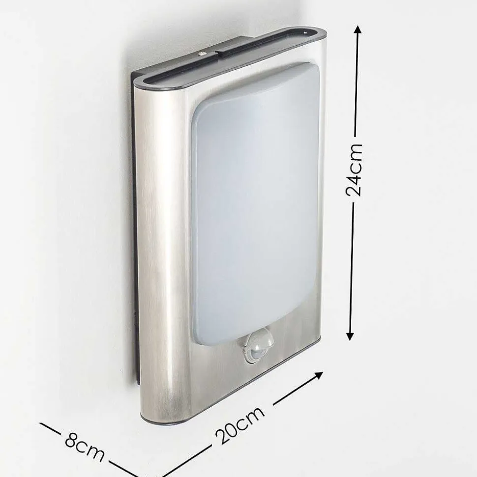 Applique Murale D'Exterieur Kimola Led Nickel Mat, 1 Lumiere, Detecteur De Mouvement