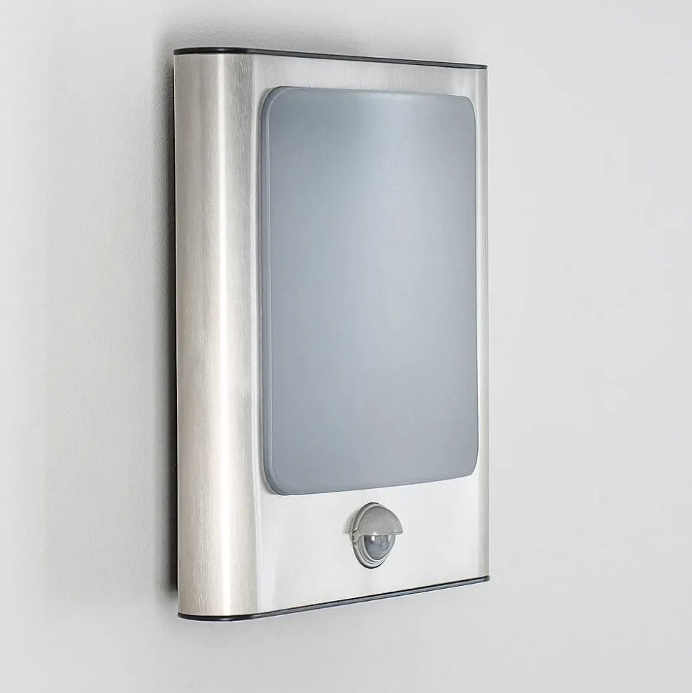 Applique Murale D'Exterieur Kimola Led Nickel Mat, 1 Lumiere, Detecteur De Mouvement