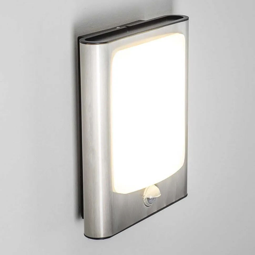 Applique Murale D'Exterieur Kimola Led Nickel Mat, 1 Lumiere, Detecteur De Mouvement