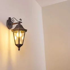 Applique Murale D'Exterieur Lignac Noir, Argente, 1 Lumiere