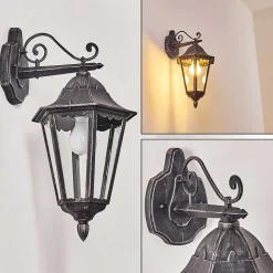 Applique Murale D'Exterieur Lignac Noir, Argente, 1 Lumiere