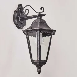 Applique Murale D'Exterieur Lignac Noir, Argente, 1 Lumiere