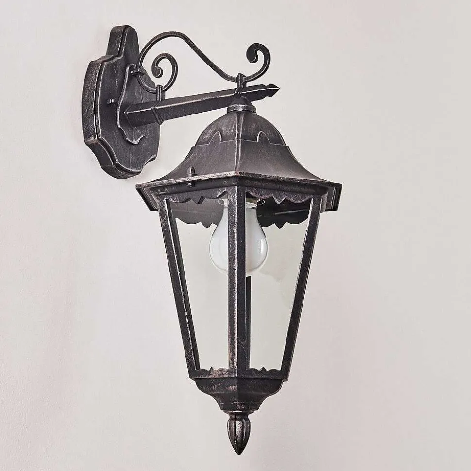 Applique Murale D'Exterieur Lignac Noir, Argente, 1 Lumiere
