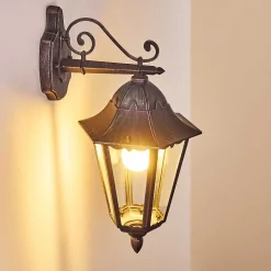 Applique Murale D'Exterieur Lignac Noir, Argente, 1 Lumiere