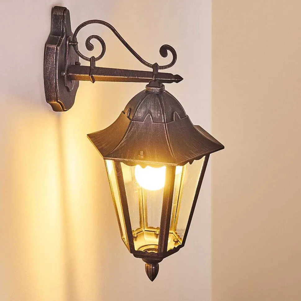 Applique Murale D'Exterieur Lignac Noir, Argente, 1 Lumiere