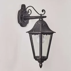 Applique Murale D'Exterieur Lignac Noir, Argente, 1 Lumiere