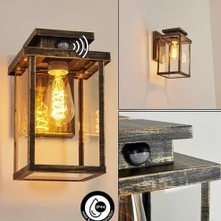Applique Murale D'Exterieur Tieva Brun, Or, 1 Lumiere, Detecteur De Mouvement