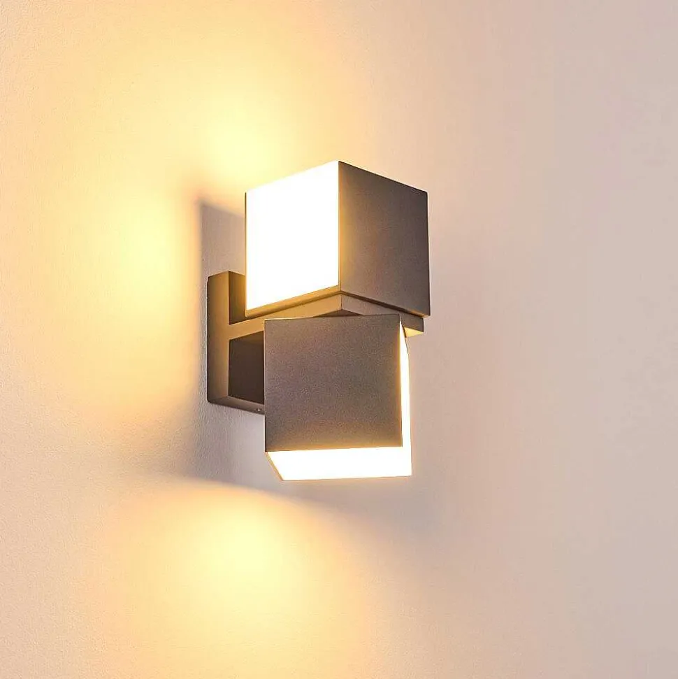 Applique Murale D'Exterieur Swanek Led Anthracite, 2 Lumieres