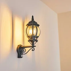 Applique Murale D'Exterieur Lentua Vert, Noir, 1 Lumiere, Detecteur De Mouvement