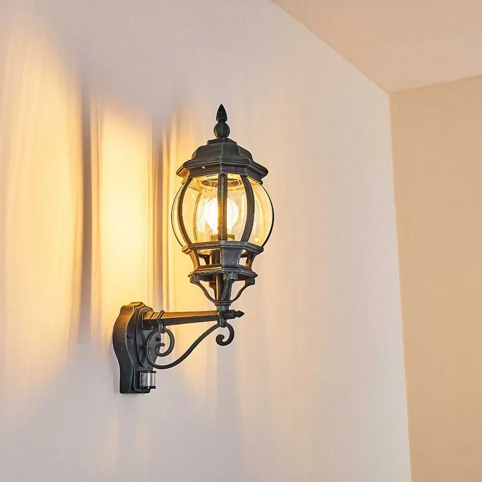 Applique Murale D'Exterieur Lentua Vert, Noir, 1 Lumiere, Detecteur De Mouvement