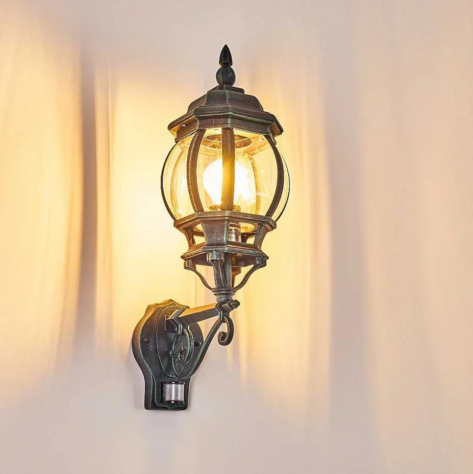 Applique Murale D'Exterieur Lentua Vert, Noir, 1 Lumiere, Detecteur De Mouvement