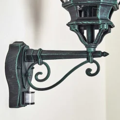 Applique Murale D'Exterieur Lentua Vert, Noir, 1 Lumiere, Detecteur De Mouvement