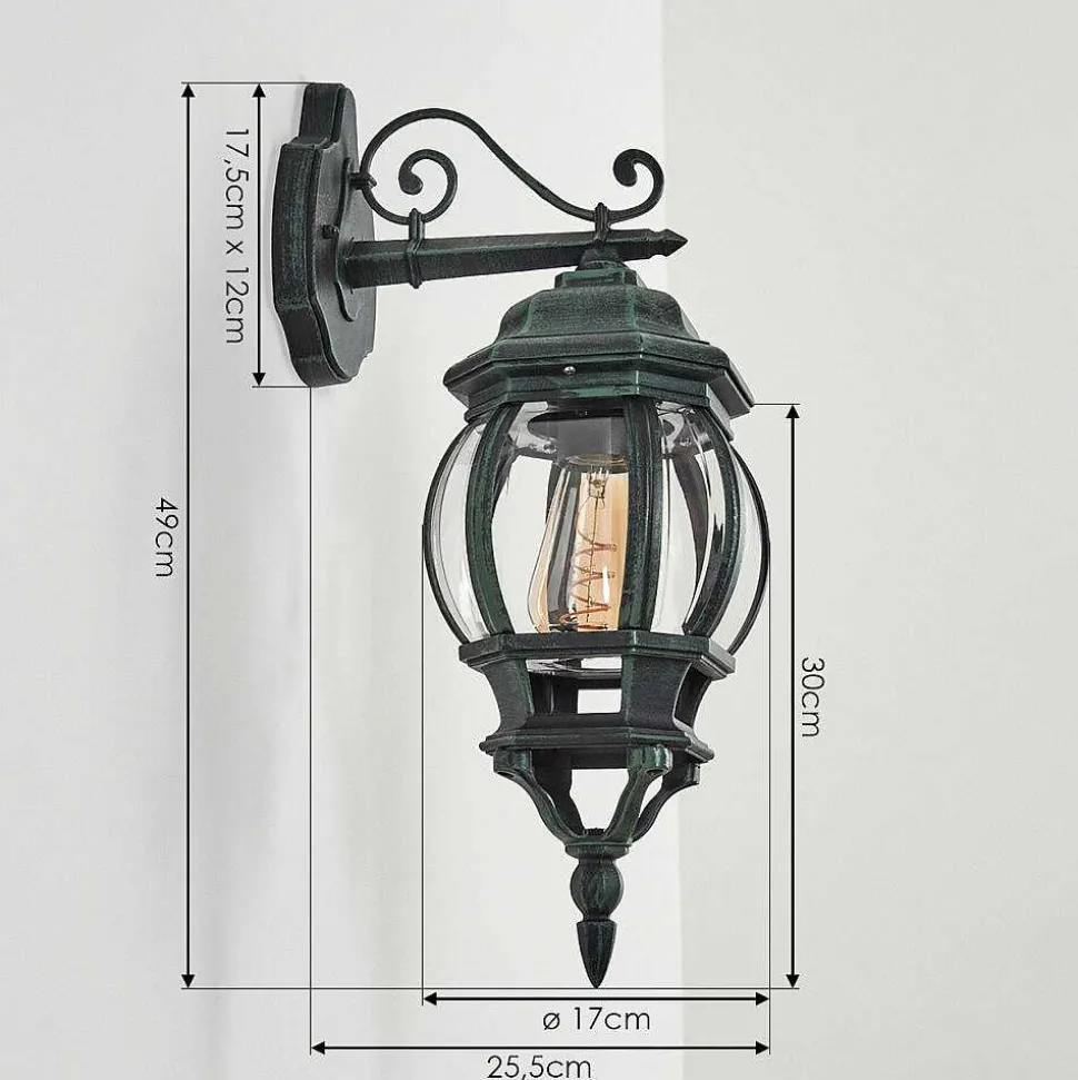 Applique Murale D'Exterieur Lentua Vert, Noir, 1 Lumiere