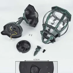 Applique Murale D'Exterieur Lentua Vert, Noir, 1 Lumiere