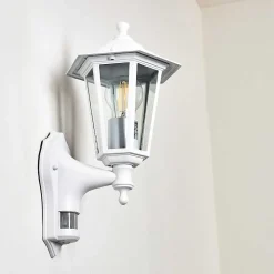 Applique Murale D'Exterieur Loria Blanc, 1 Lumiere, Detecteur De Mouvement