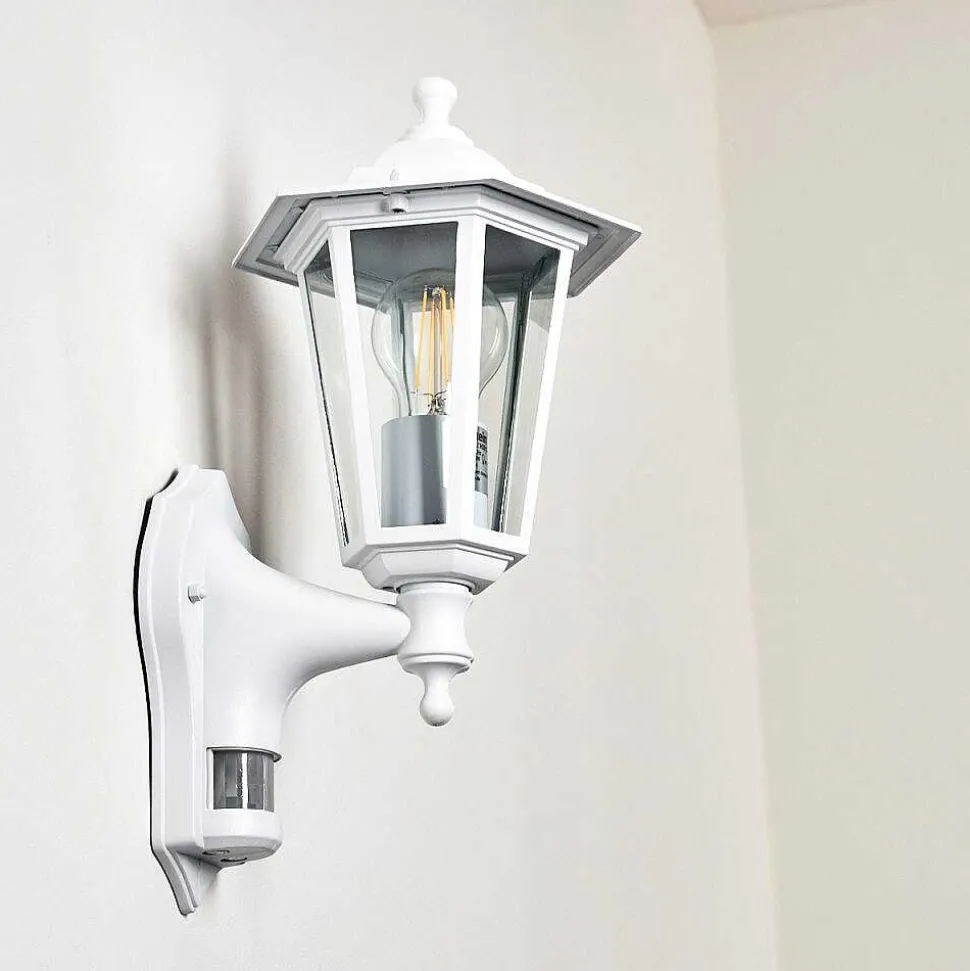 Applique Murale D'Exterieur Loria Blanc, 1 Lumiere, Detecteur De Mouvement