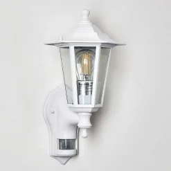 Applique Murale D'Exterieur Loria Blanc, 1 Lumiere, Detecteur De Mouvement