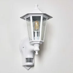 Applique Murale D'Exterieur Loria Blanc, 1 Lumiere, Detecteur De Mouvement