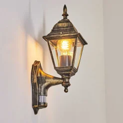 Applique Murale D'Exterieur Naofe Brun, Or, 1 Lumiere, Detecteur De Mouvement