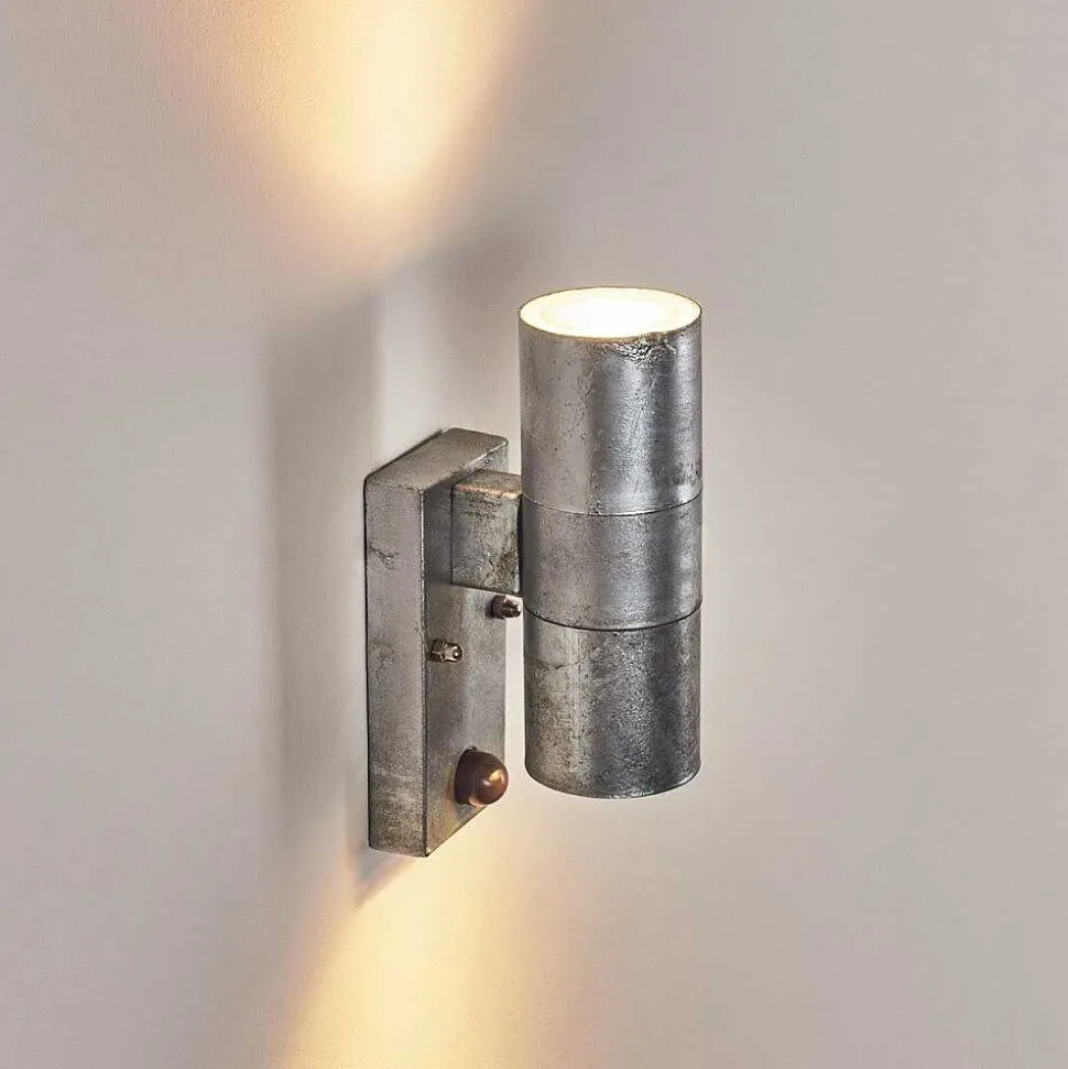 Applique Murale D'Exterieur Bessiebelle Zingue, 2 Lumieres, Detecteur De Mouvement