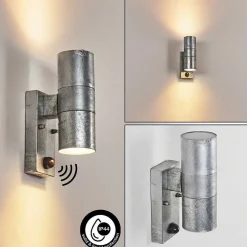 Applique Murale D'Exterieur Bessiebelle Zingue, 2 Lumieres, Detecteur De Mouvement