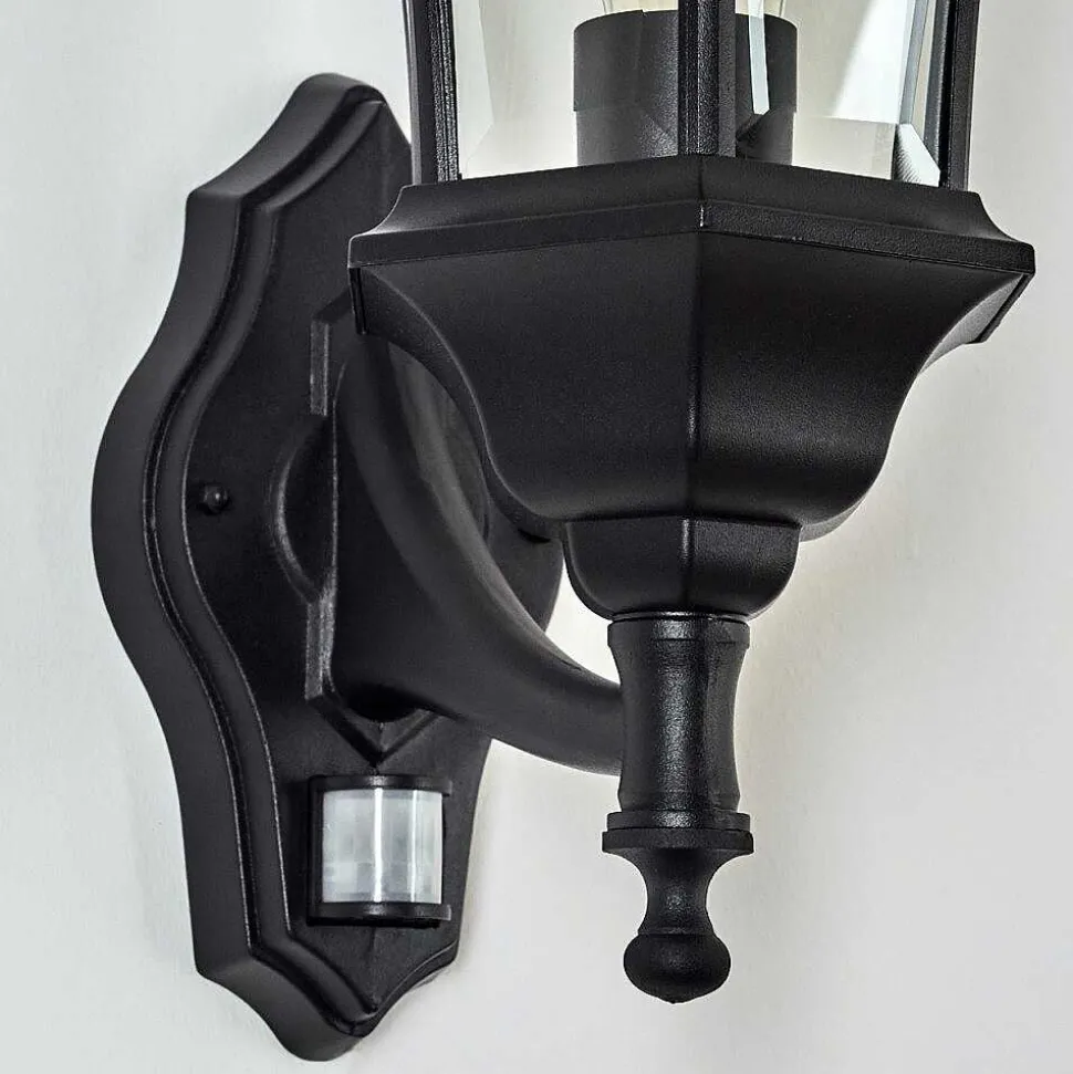 Applique Murale D'Exterieur Etoe Noir, 1 Lumiere, Detecteur De Mouvement