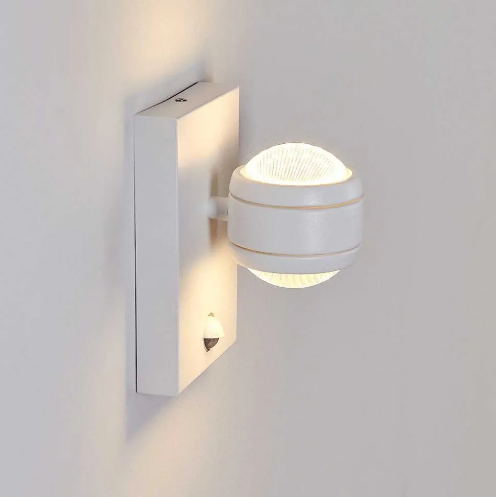 Applique Murale D'Exterieur Borlo Led Blanc, 2 Lumieres, Detecteur De Mouvement